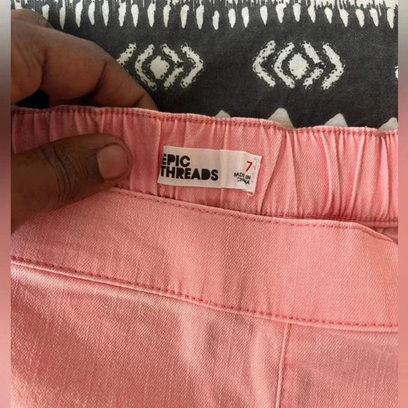 Epic thread girls denim skort peach Elastic waist size 7 - Picture 7 of 7
